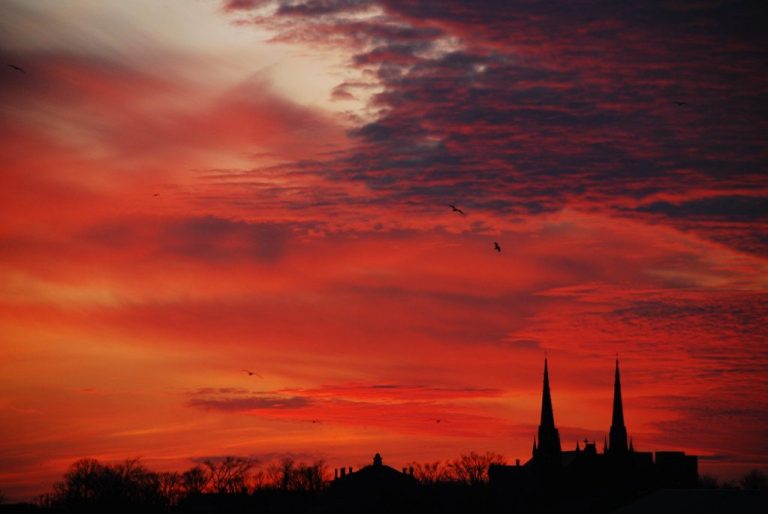 sco charlottetown church spires at sunset prince edward island